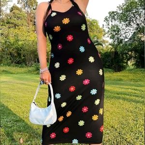 Plus size floral bodycon midi sun dress